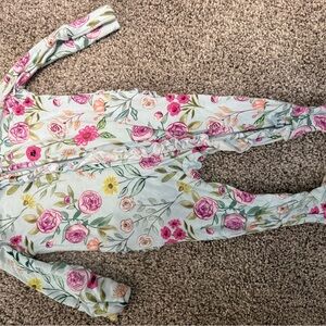 Posh Peanut Floral Kids One Piece Footie - Pink and Yellow